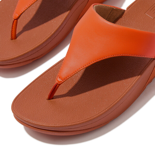 FitFlop Fitflop™ lulu leather teenslippers – leren comfort slippers FitFlop™ Lulu Leather Teenslippers – Oranje Leren Comfort Slippers large