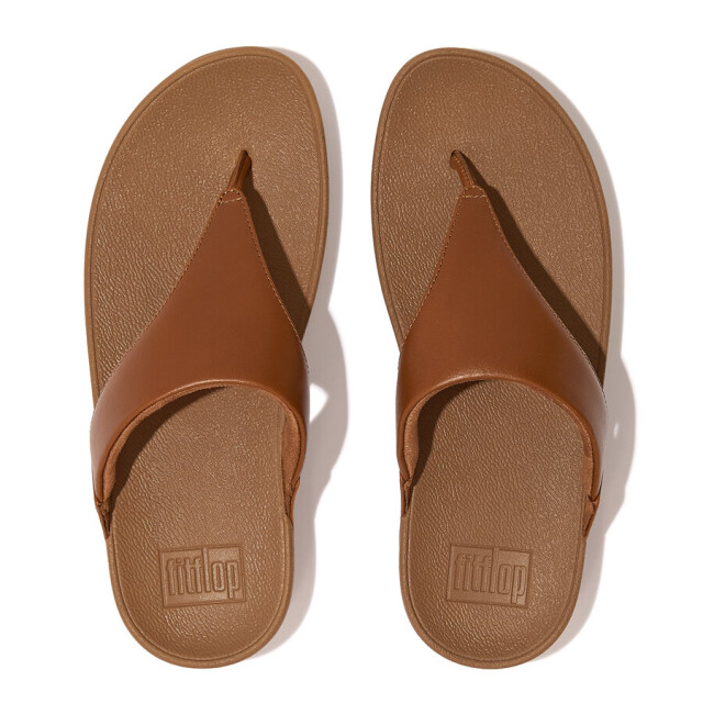 FitFlop Fitflop™ lulu leather teenslippers – leren comfort slippers FitFlop™ Lulu Leather Teenslippers – Tan Leren Comfort Slippers large