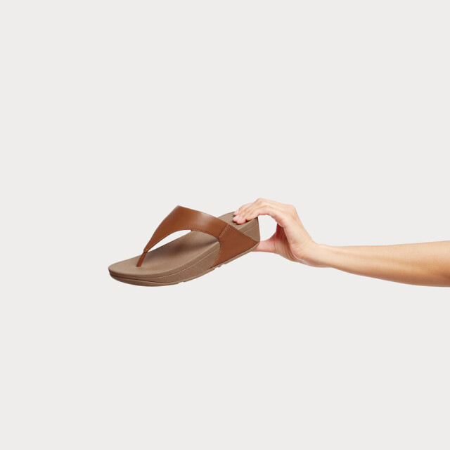 FitFlop Fitflop™ lulu leather teenslippers – leren comfort slippers FitFlop™ Lulu Leather Teenslippers – Tan Leren Comfort Slippers large