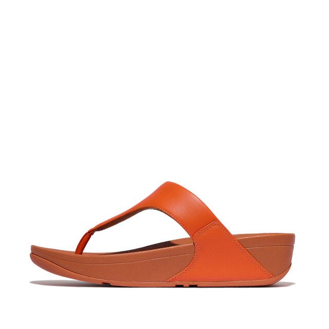 FitFlop Fitflop™ lulu leather teenslippers – leren comfort slippers FitFlop™ Lulu Leather Teenslippers – Oranje Leren Comfort Slippers large