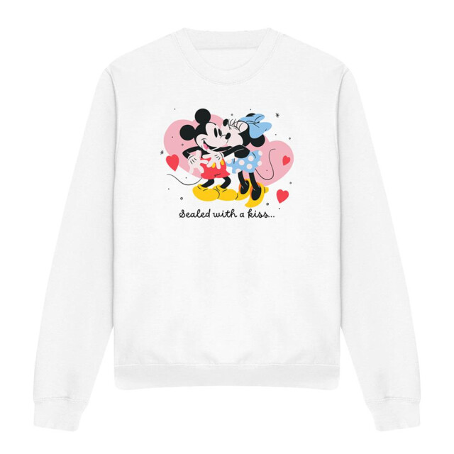 Disney Unisex volwassene verzegeld met een kus mickey & minnie mouse sweatshirt UTTV30510_white large