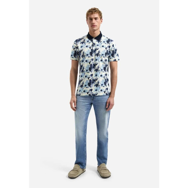 No Excess Polo short sleeve printed blue 31380314-030 large