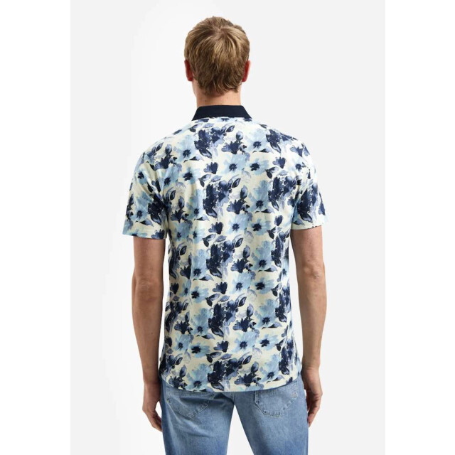 No Excess Polo short sleeve printed blue 31380314-030 large
