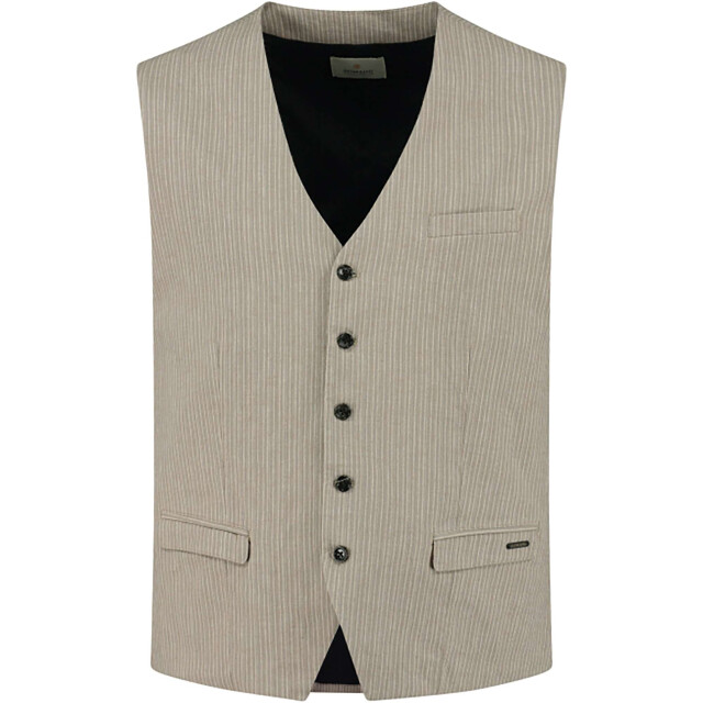 Dstrezzed Gilet linen irregular stripe sepia 121206-212 large