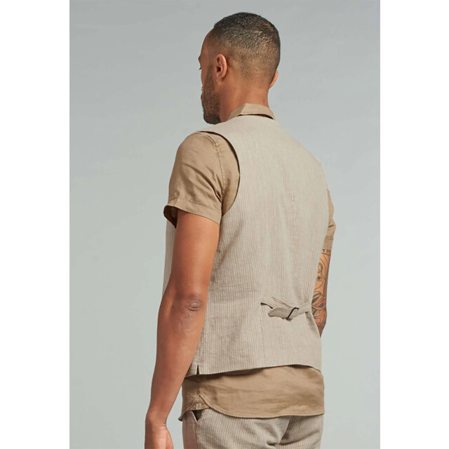 Dstrezzed Gilet linen irregular stripe sepia 121206-212 large