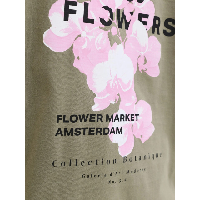 Jack & Jones Heren backprint t-shirt jjbali gebloemd 12288091-Vetiver large