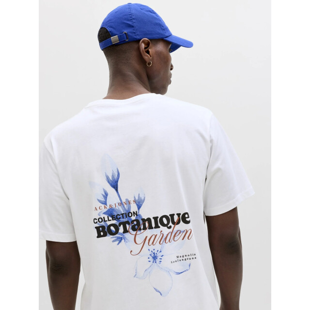 Jack & Jones Heren backprint t-shirt jjbali gebloemd 12288091-Bright White large