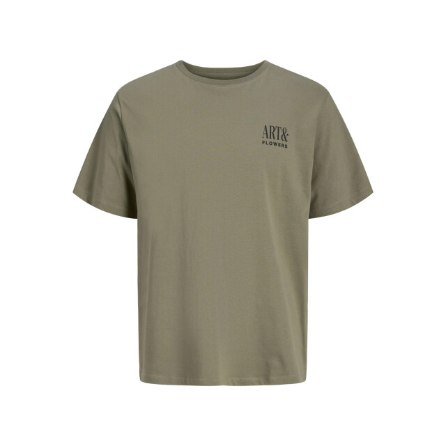 Jack & Jones Heren backprint t-shirt jjbali gebloemd 12288091-Vetiver large