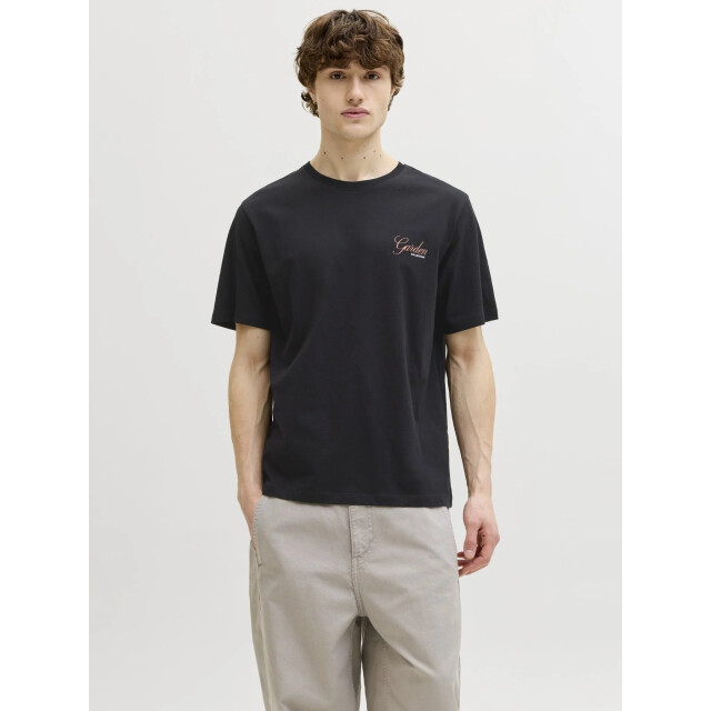 Jack & Jones Heren backprint t-shirt jjbali gebloemd 12288091-Black large