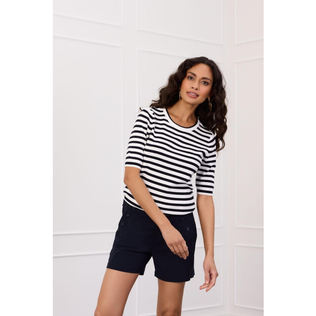 Studio Anneloes luna stripe short slv pullover 91510 1169 /dark blue 06011.112.0094 large