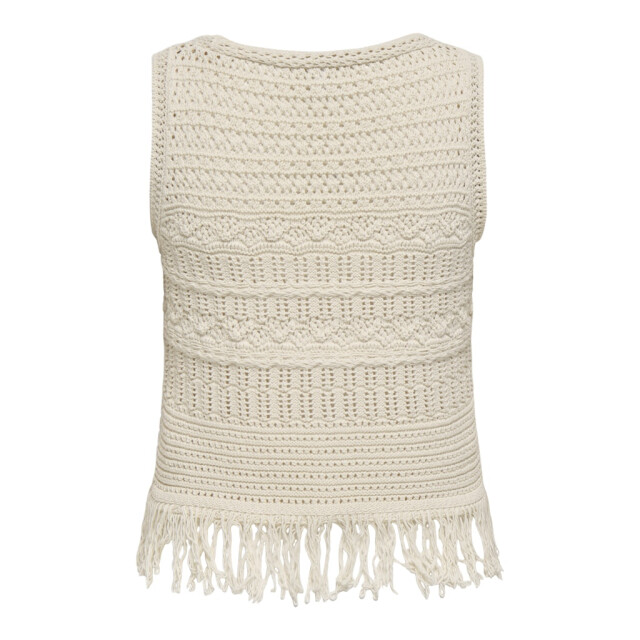 Only Onlalix life sl fringe waistcoat knt ecru 4259.03.0015 large