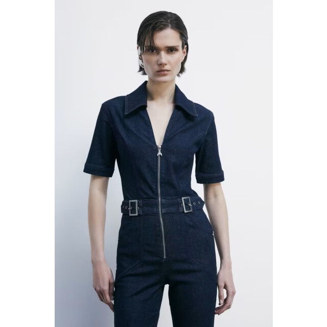 Patrizia Pepe Denim jumpsuit met korte mouwen 8T0048 large