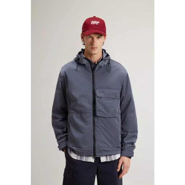 Woolrich Shiny nylon hooded jacket grisaille 162043636 large