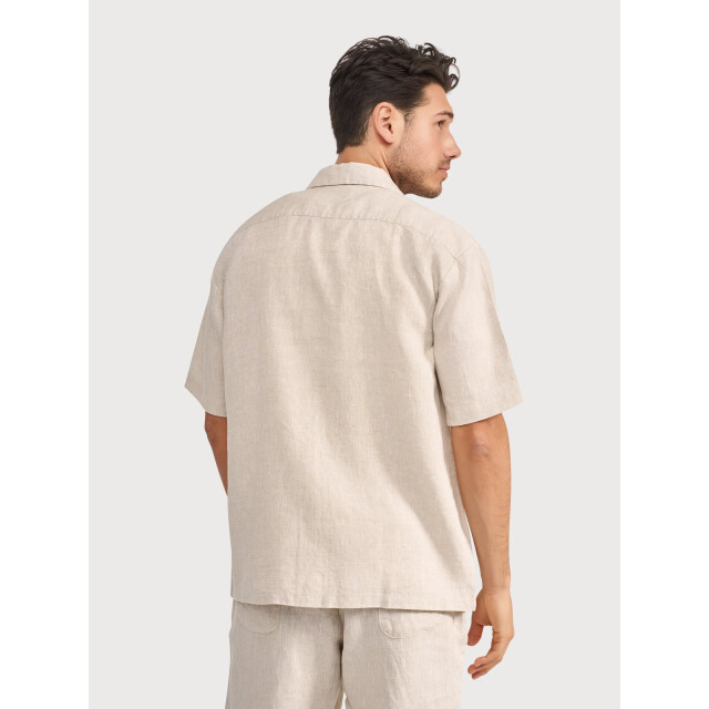 Blue Industry Het linnen overhemd met korte mouw | 6120.61-SAND large