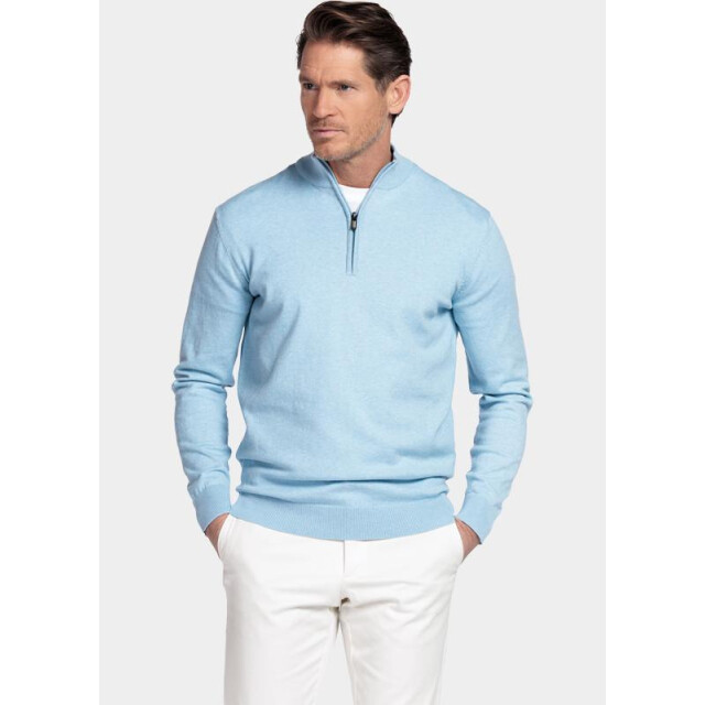 Bos Bright Blue Half zip cotton regular fit licht 618400cct/615 201430 large