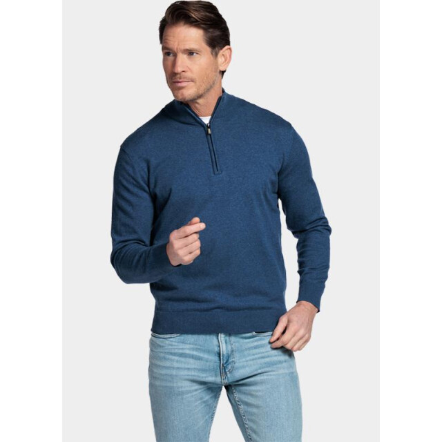 Bos Bright Blue Half zip cotton regular fit jeans blue 618400cct/675 201428 large