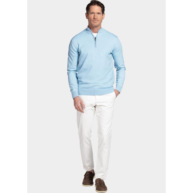 Bos Bright Blue Half zip cotton regular fit licht 618400cct/615 201430 large