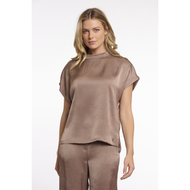 Rino & Pelle short sleeve top with high neck esai.7002622 slate bark 06011.834.0057 large