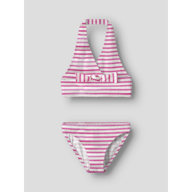 Name It Meisjes bikini set strik nkfzippa gestreept 13253288-Knockout Pink large