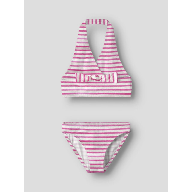 Name It Meisjes bikini set strik nkfzippa gestreept 13253288-Knockout Pink large