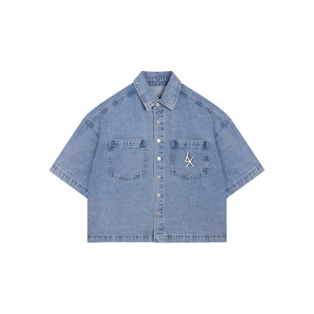 Alix The Label Ladies woven denim shortsleeve blouse blouses 2603998629 2603998629 large