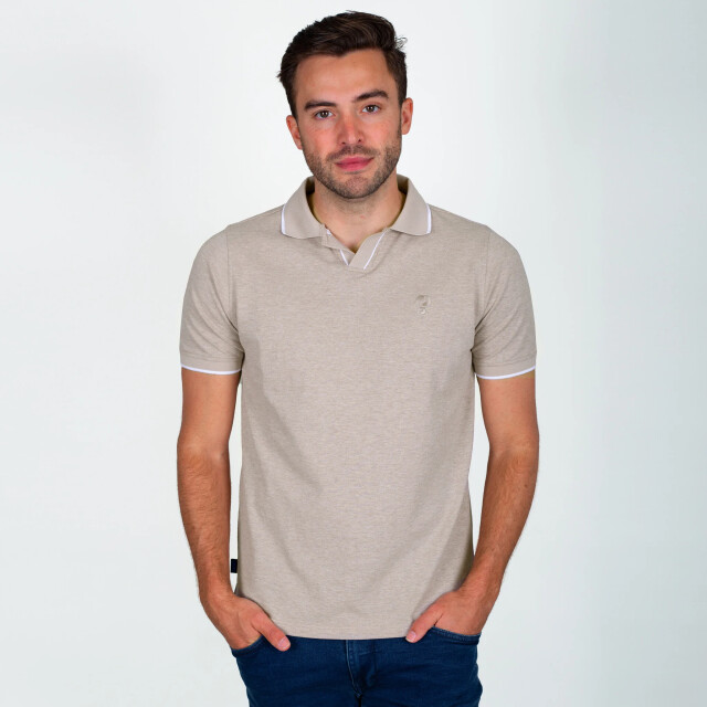 Q1905 Polo shirt stein zand melange QM2663762-842-1 large