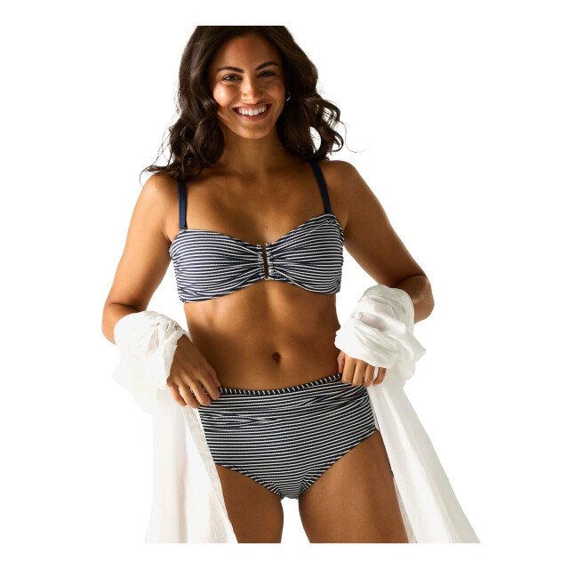 Regatta Dames loria stripe seersucker bikinibroekje UTRG12944_navywhite large