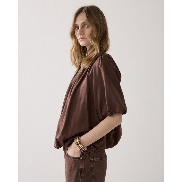 Summum top balloon sleeves viscose cotton 2s3442-12370 713 coffee 06011.882.0075 large
