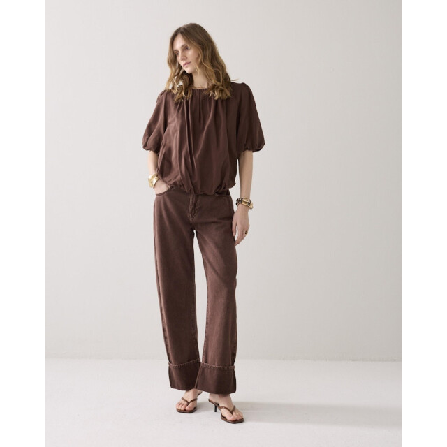 Summum top balloon sleeves viscose cotton 2s3442-12370 713 coffee 06011.882.0075 large