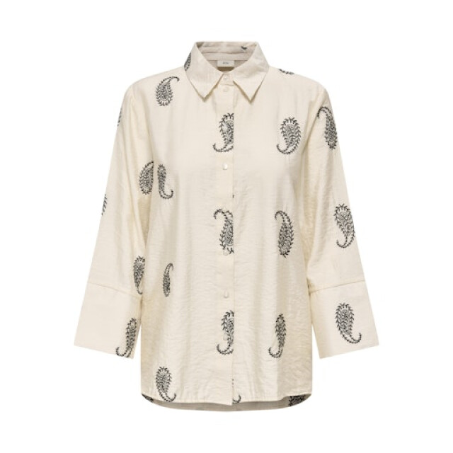 Jacqueline de Yong thea 7/8 embroidery shirt wvn 15367956 black paisley 06613.999.0149 large