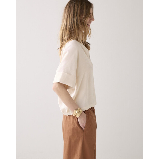 Summum top short sleeves modal linen blend 2s3432-12372 122 ivory 06011.170.0244 large