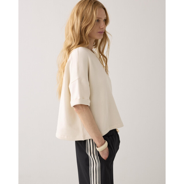 Summum top short sleeve sweat 3s5267-30775 122 ivory 06011.170.0246 large