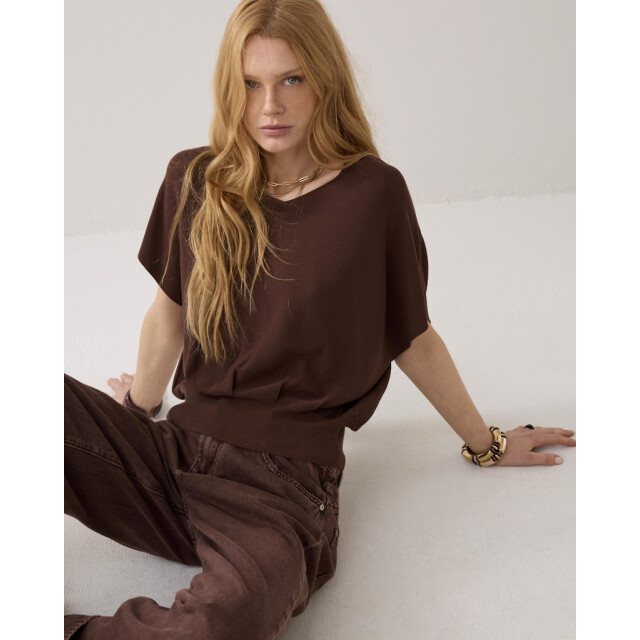 Summum v-neck sweater viscose blend knit 7s7994-70054 713 coffee 06011.882.0142 large