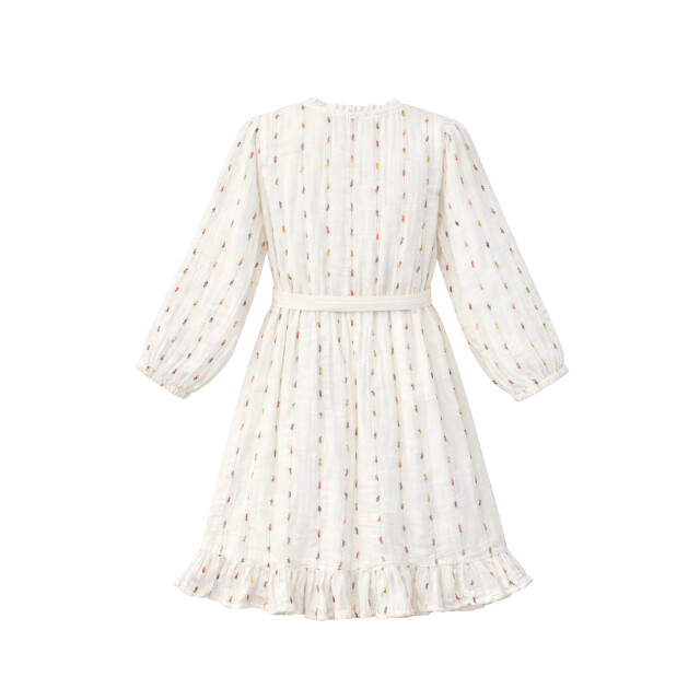 Smashed Lemon Witte jurk met subtiele multicolor details en ceintuur | 8718679040631 large