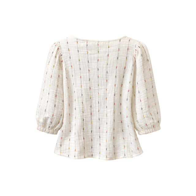 Smashed Lemon Witte blouse met subtiele multicolor details en v-hals | 8718679040952 large