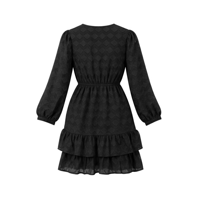 Smashed Lemon Zwarte jurk met v-hals en geometrische lurex details | 8718679041119 large