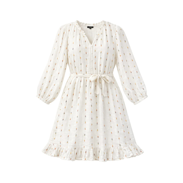 Smashed Lemon Witte jurk met subtiele multicolor details en ceintuur | 8718679040631 large