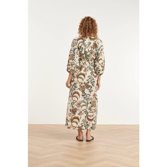 Smashed Lemon Maxi jurk met bloemenprint in beige, blauw en bruin | 8718679040150 large