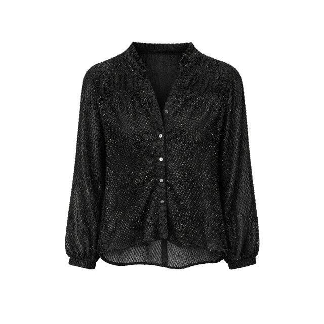 Smashed Lemon Zwarte blouse met lurex structuur en knoopsluiting | 8718679041591 large