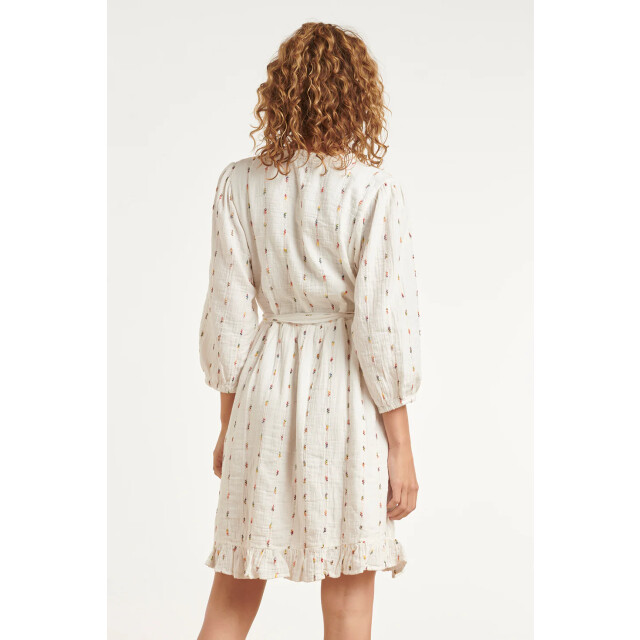 Smashed Lemon Witte jurk met subtiele multicolor details en ceintuur | 8718679040631 large