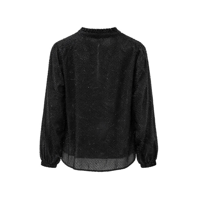 Smashed Lemon Zwarte blouse met lurex structuur en knoopsluiting | 8718679041591 large