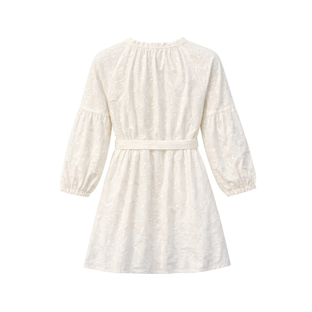 Smashed Lemon Crème jurk met broderie en tailleceintuur | 8718679041430 large