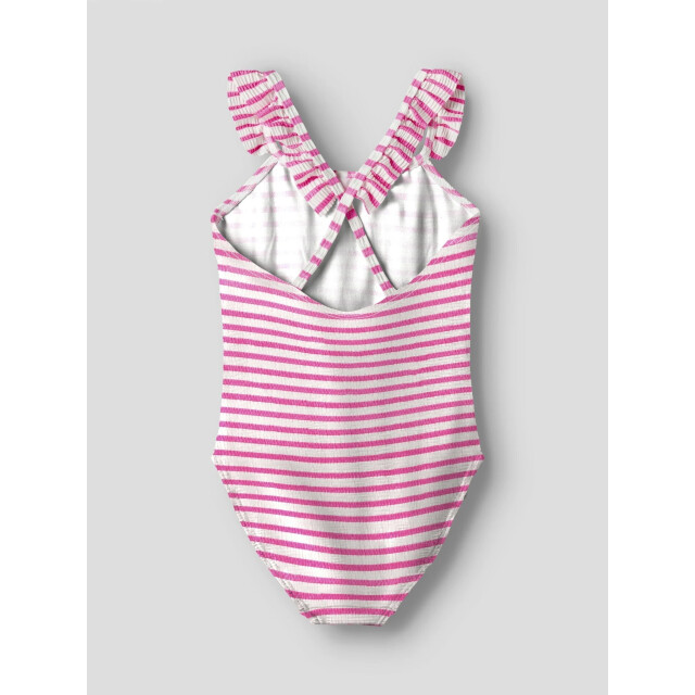 Name It Meisjes badpak nkfzippa roze/wit gestreept 13253255-Knockout Pink large