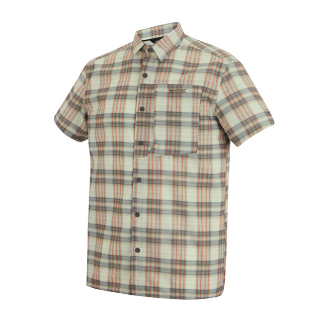 Regatta Heren geruit insectenwerend reisshirt met korte mouwen UTRG12569_stonewhite large
