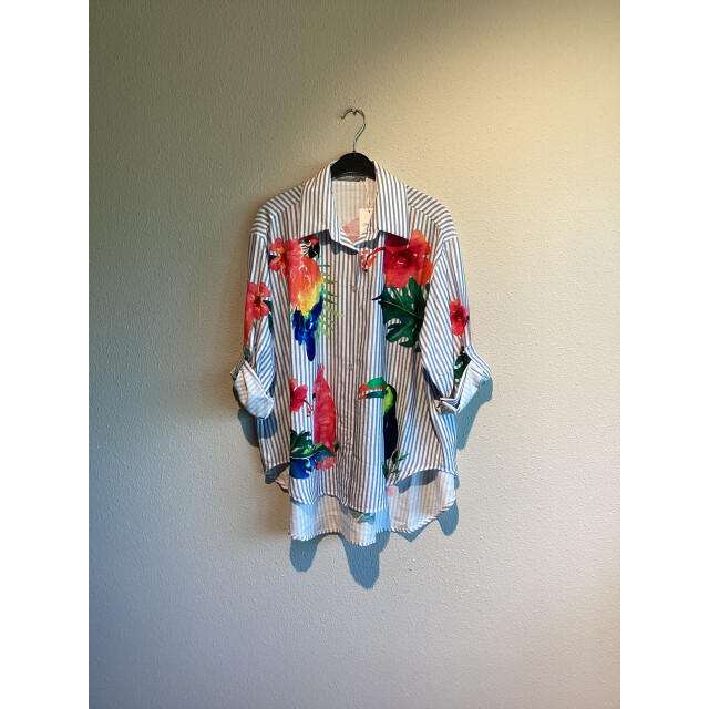 Geisha 63162-70 blouse stripes & birds 63162-70 large