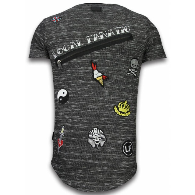 Local Fanatic Longfit asymmetric embroidery t-shirt patches LF-102/1Z large