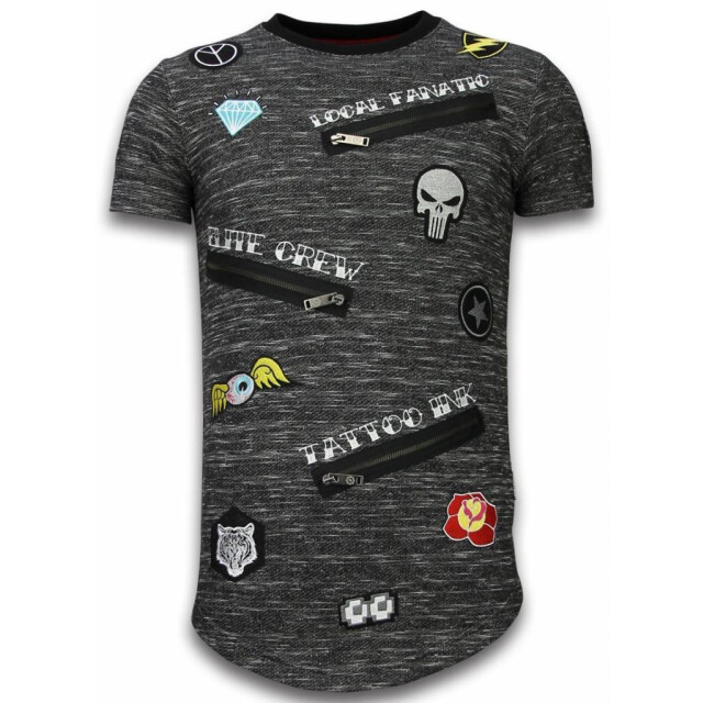 Local Fanatic Longfit asymmetric embroidery t-shirt patches LF-102/1Z large