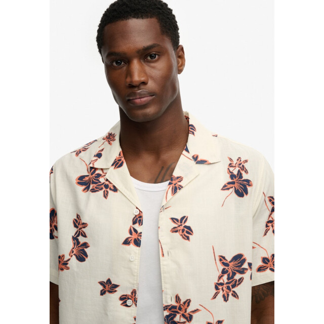 Superdry Cabana pool side ss shirt ecru dessin 5319.08.0024 large