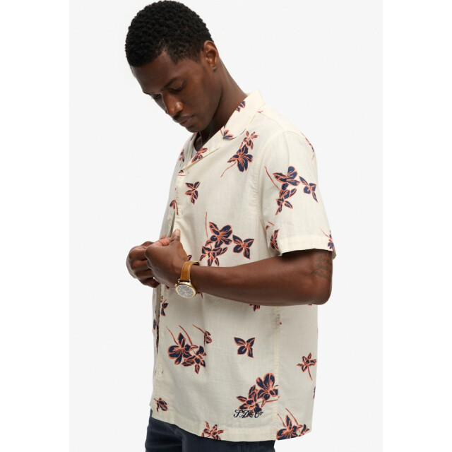 Superdry Cabana pool side ss shirt ecru dessin 5319.08.0024 large