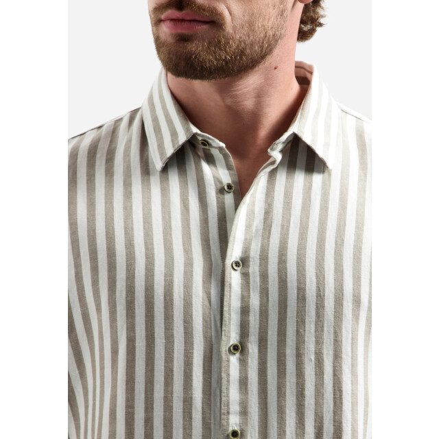No Excess Shirt vertical big stripe with line taupe 31470224-044 large